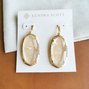 Kendra Scott Elle Vintage Gold Abalone Etch Frame Earrings Trendy